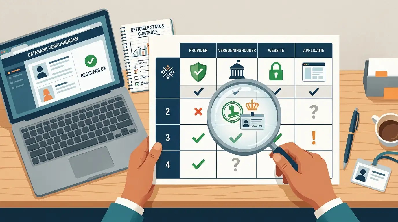 Laptop met checklist voor aanbieder, vergunninghouder, website en app